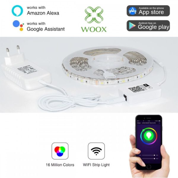 WOOX WiFi Smart LED traka RGB + toplo bijela,5m,24W - Slika 3
