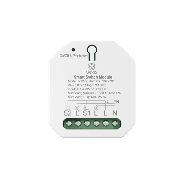 WOOX WiFi Smart prekidač 100-240VAC 10A 2300W,WooxHome app,glasovna kontrola - Alexa & Google Assistant (R7279) - Slika 2