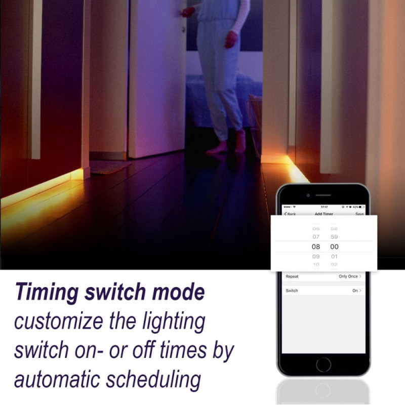 WOOX WiFi Smart LED traka RGB + toplo bijela,5m,24W - Slika 6