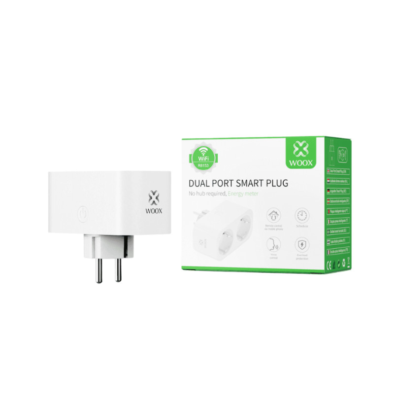 WOOX WiFi Smart dupla utičnica,16A/3680W,WooxHome app